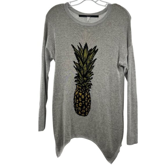 Kensie Women's Pineapple Long Sleeve Sweater Gray/Multi Size Small - Picture 1 of 9